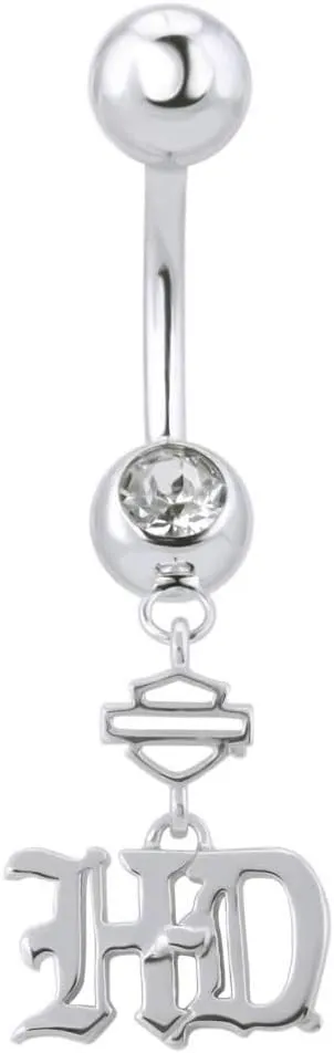 Harley-Davidson Women's Old English Script Bar & Shield Drop Belly Ring HDZ0063