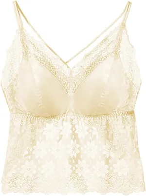 HGps8w Sexy Lace Camisole for Women with Detachable Built in Bra V Neck Spaghetti Strap Wireless Bralette Crop Tank Tops