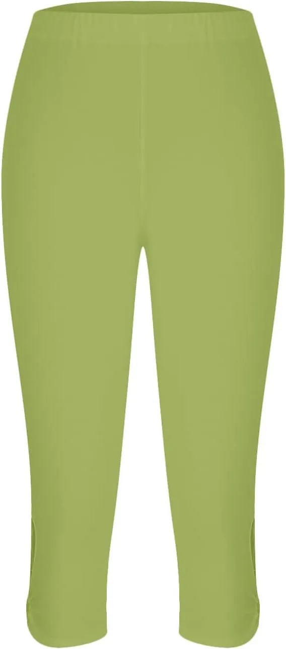 High Waist Yoga Leggings for Women Tummy Control Capri Pants Solid Color Workout Running Pants Gym Stretch Joggers
