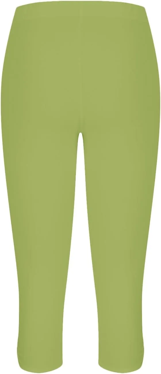 High Waist Yoga Leggings for Women Tummy Control Capri Pants Solid Color Workout Running Pants Gym Stretch Joggers