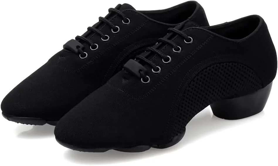 HIPPOSEUS Women's Lace-up Latin Dance Shoes Split Sole Ballroom Modern Salsa Rhythm Teaching Practice Dance Shoes,Model 419