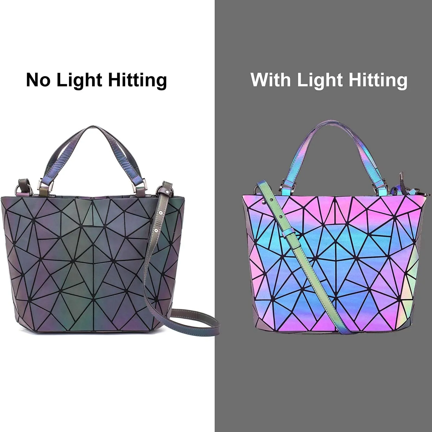 Holographic Luminous Geometric Backpacks Purse, Women Handbag Purse and Wallet for Women Iridescent Backpack (BB190010-01)