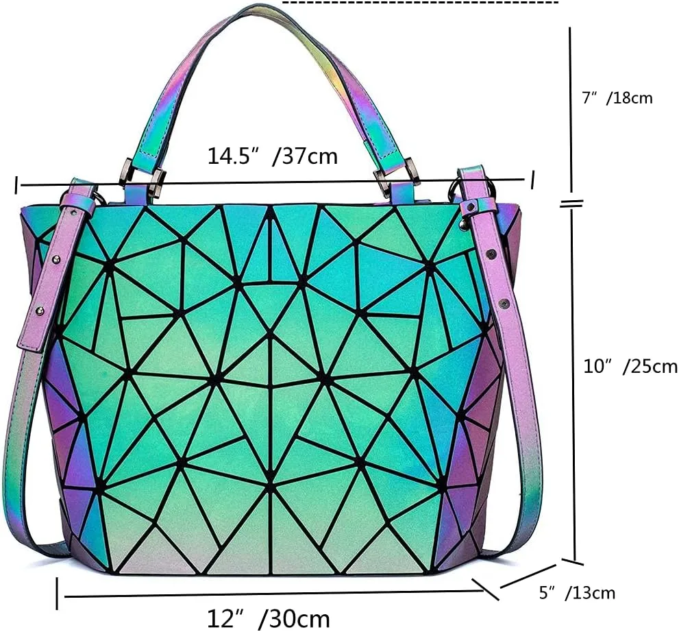 Holographic Luminous Geometric Backpacks Purse, Women Handbag Purse and Wallet for Women Iridescent Backpack (BB190010-01)
