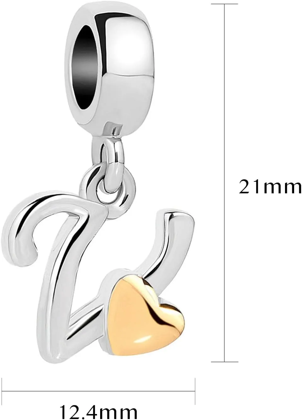 Initial A-Z Letter Charm Compatible with Pandora Charms Bracelets Name Alphabet Dangle Gift Gold Love Heart Family Birthday Anniversary