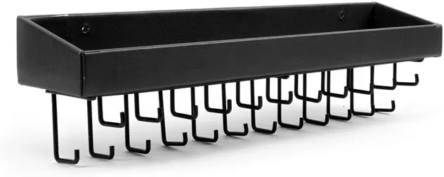 J JACKCUBE DESIGN Jewelry Organizer Necklace Holder with 23 Hooks, Wall Mounted Necklaces Bracelet Earrings Ring Holder Hanger with Shelf (Black, 14.37 x 2.95 x 3.86 inches) - MK208A