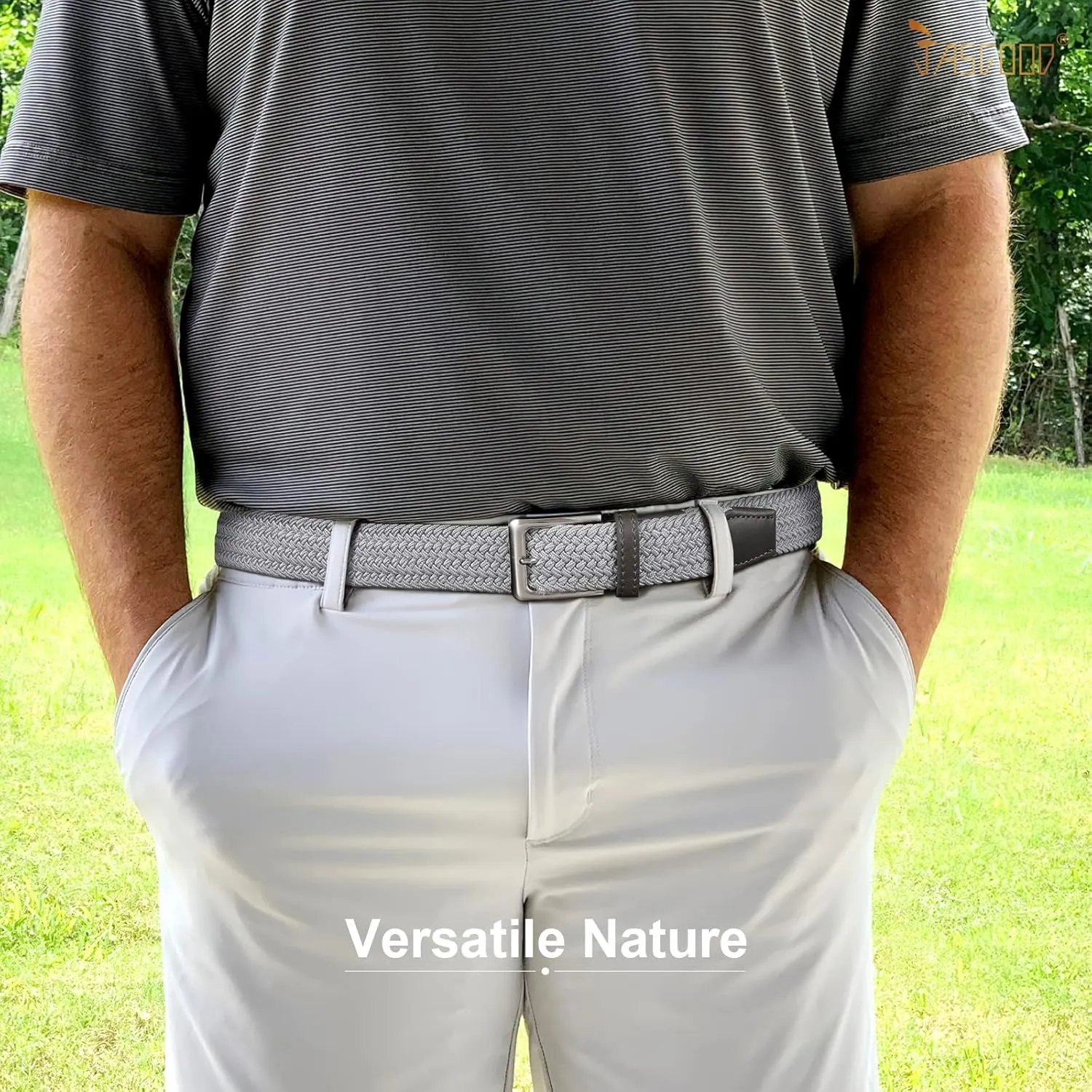 JASGOOD Women Braided Woven Elastic Stretch Belt Men Golf Web Casual Belt for Pants Jeans