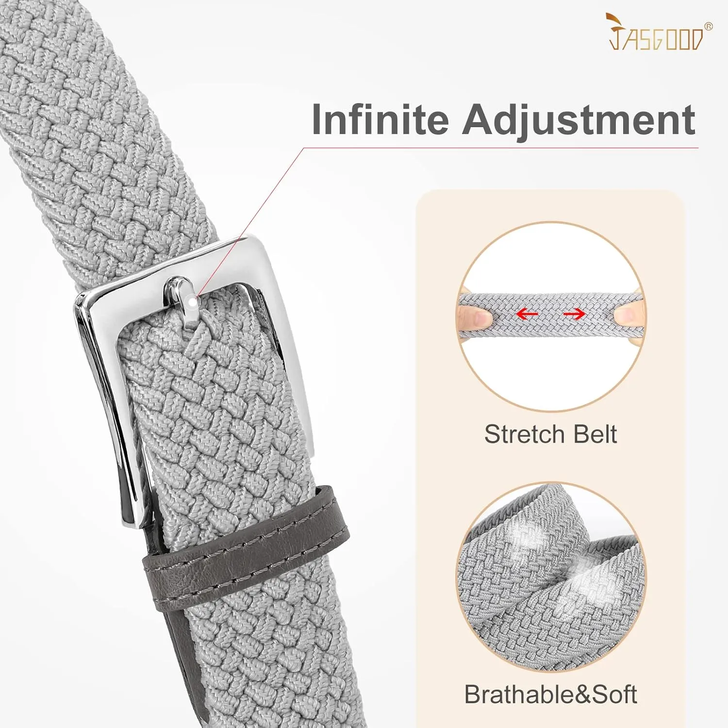 JASGOOD Women Braided Woven Elastic Stretch Belt Men Golf Web Casual Belt for Pants Jeans