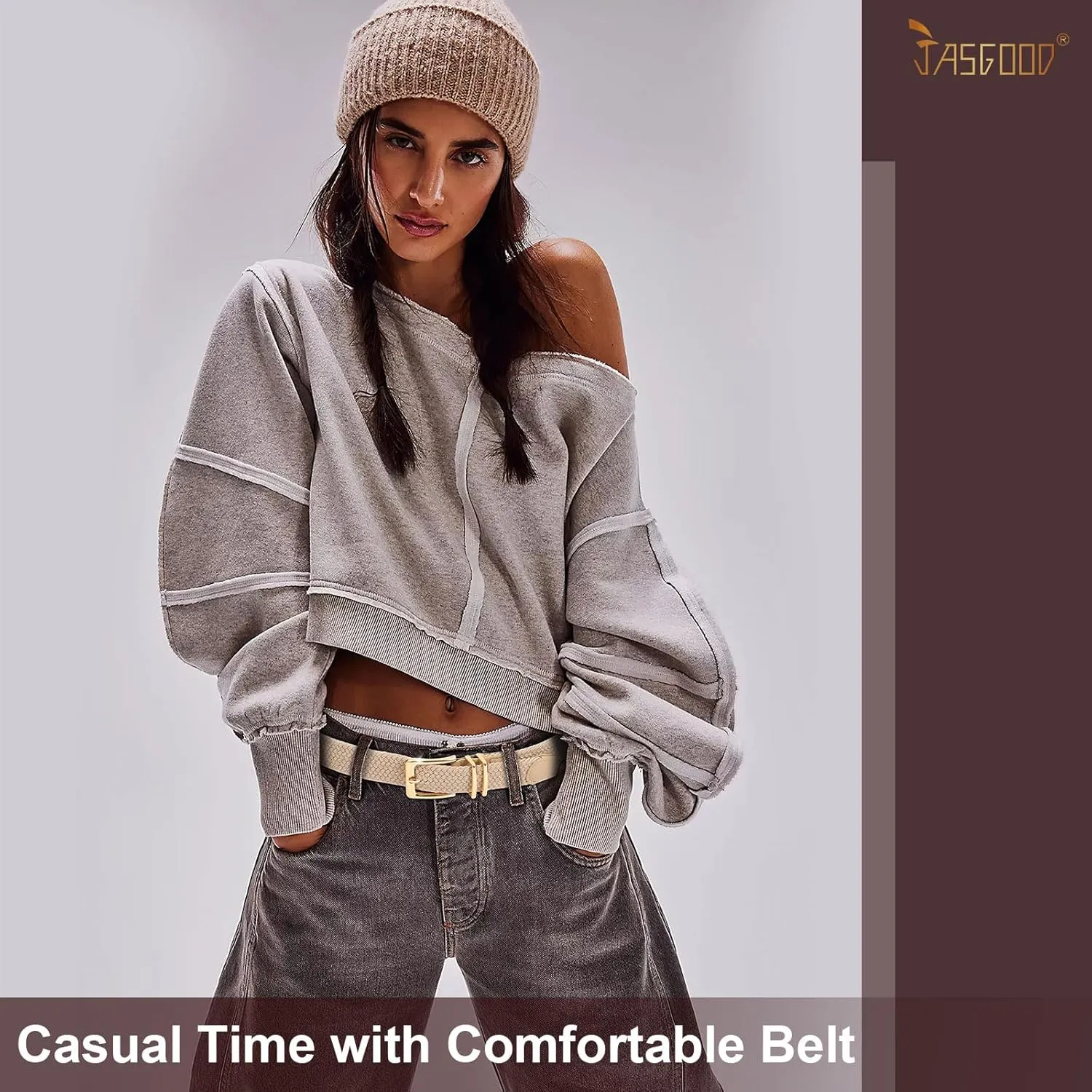 JASGOOD Women Braided Woven Elastic Stretch Belt Men Golf Web Casual Belt for Pants Jeans