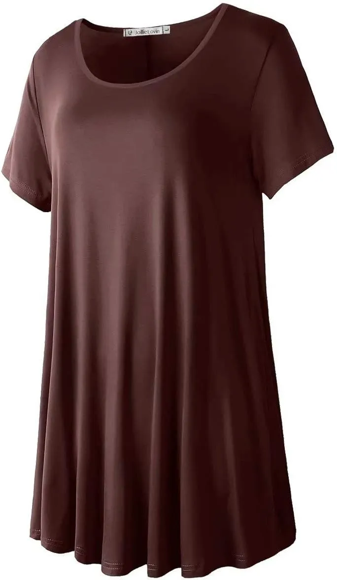 JollieLovin Women's Plus Size Tops Summer Tunic Short Sleeve Loose Fit T-Shirt to Wear with Leggings