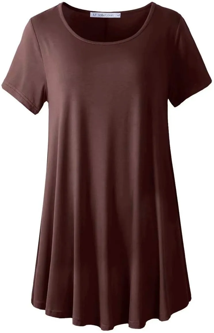 JollieLovin Women's Plus Size Tops Summer Tunic Short Sleeve Loose Fit T-Shirt to Wear with Leggings