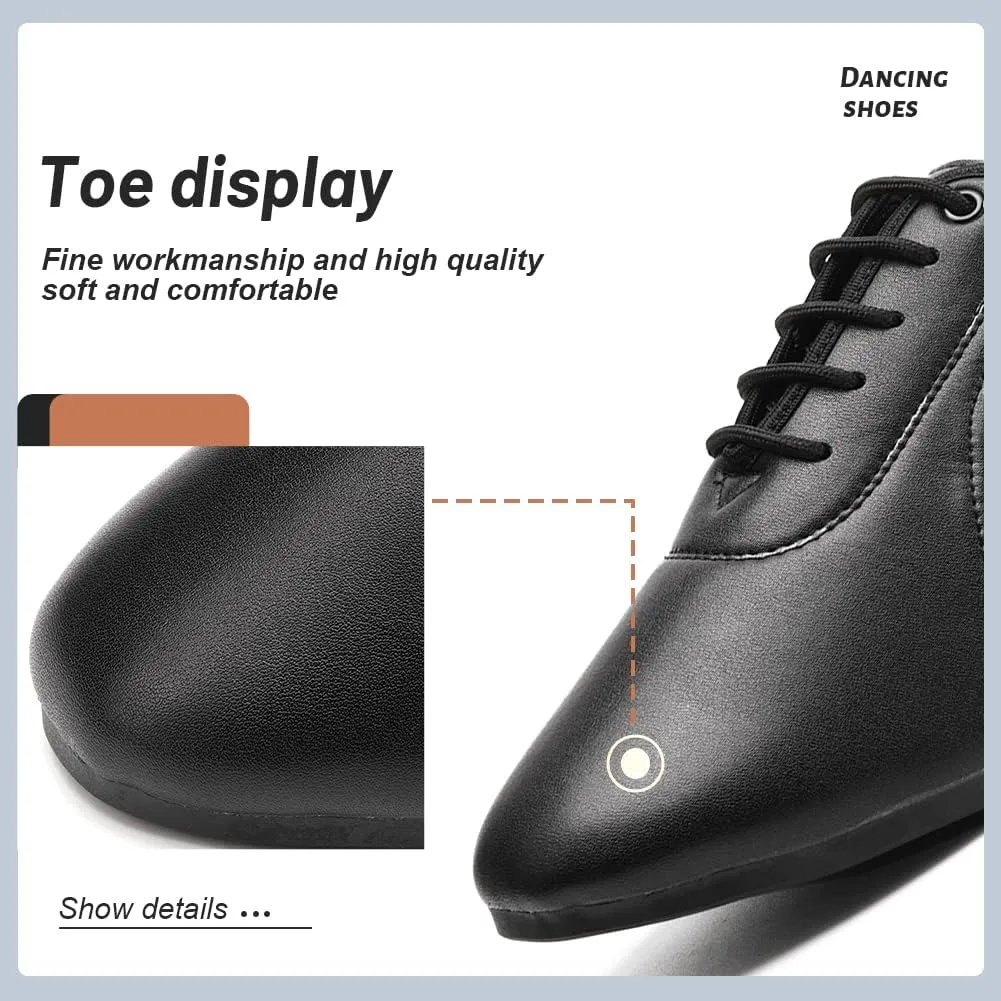 JUODVMP Women & Men Latin Dance Shoes Practice Tie Up Closed Toe Standard Ballroom Teaching Performance Dance Shoes,Model LHD-NJB