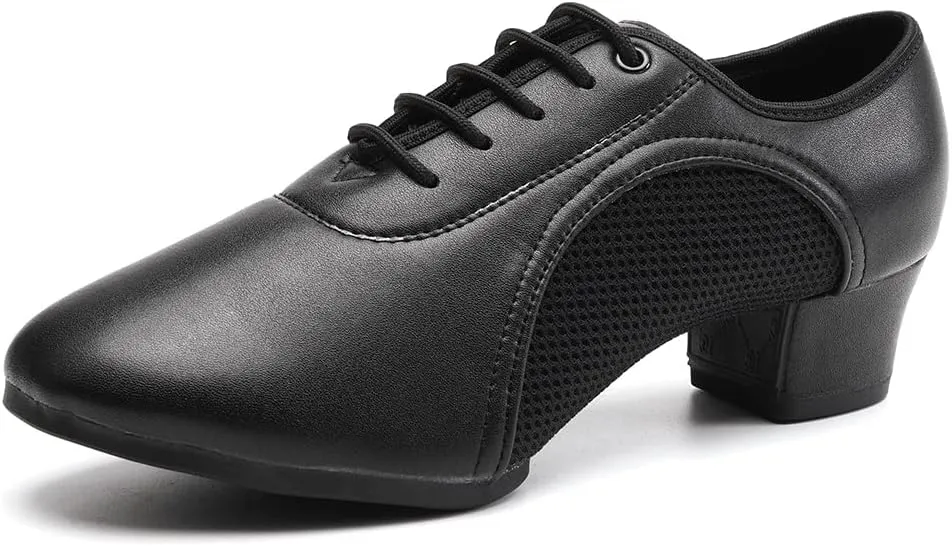 JUODVMP Women & Men Latin Dance Shoes Practice Tie Up Closed Toe Standard Ballroom Teaching Performance Dance Shoes,Model LHD-NJB