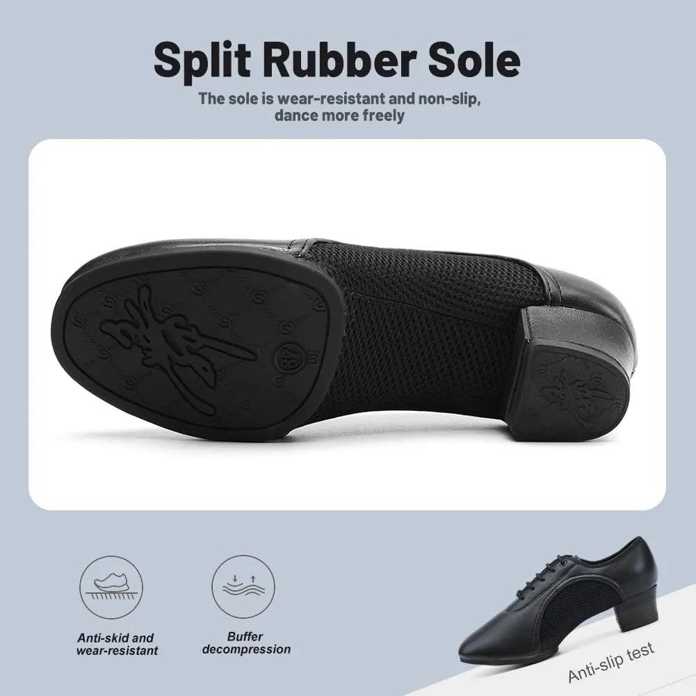 JUODVMP Women & Men Latin Dance Shoes Practice Tie Up Closed Toe Standard Ballroom Teaching Performance Dance Shoes,Model LHD-NJB