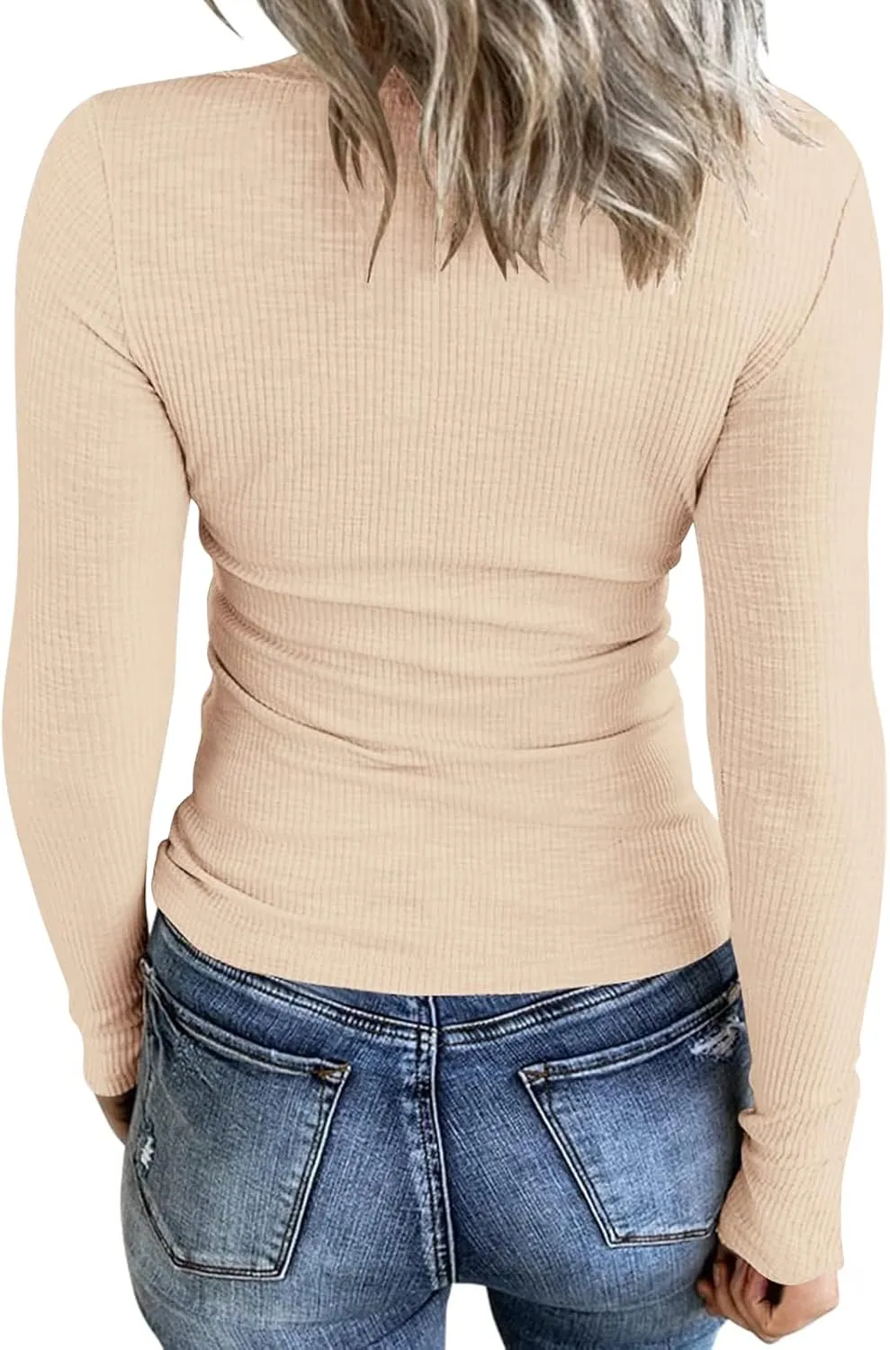 Kancystore Women's Long Sleeve Tops Lace V Neck Button Down Henley Shirts Blouses