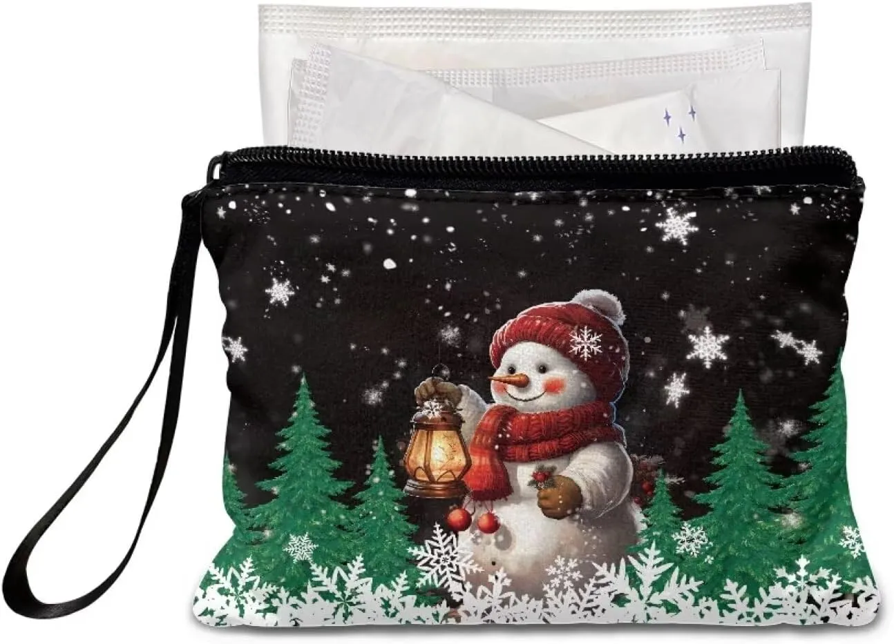 Kawaii Coin Purse for Little Girls Kids Small Change Purse for Coins Slim Thin Compact Wristlet Wallets Winter Christmas Purses Cute Snowman Handbags