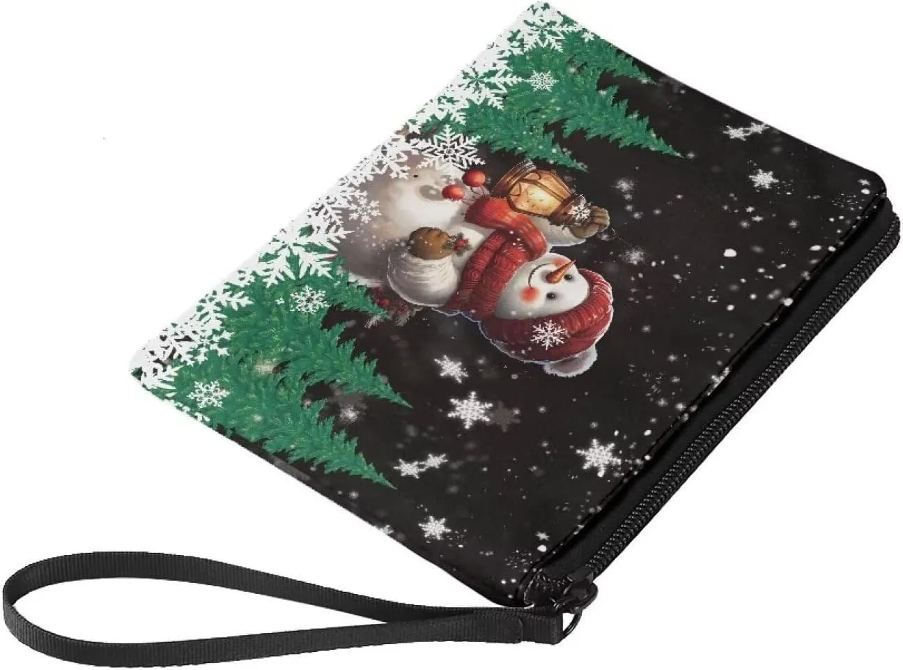 Kawaii Coin Purse for Little Girls Kids Small Change Purse for Coins Slim Thin Compact Wristlet Wallets Winter Christmas Purses Cute Snowman Handbags