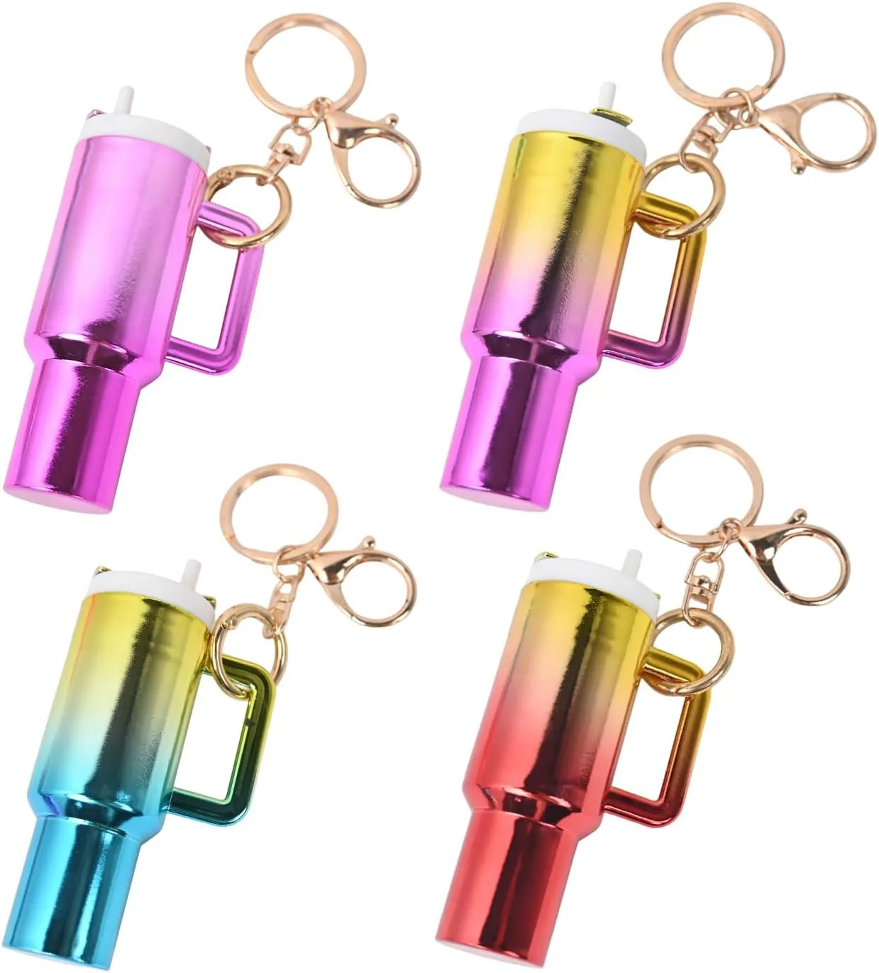 Keychain Charms,4PCS Gradient Fashion Mini Tumbler Keychain,Stanley Cup Key Chain,Women Girls Bulk Gifts Party Favors