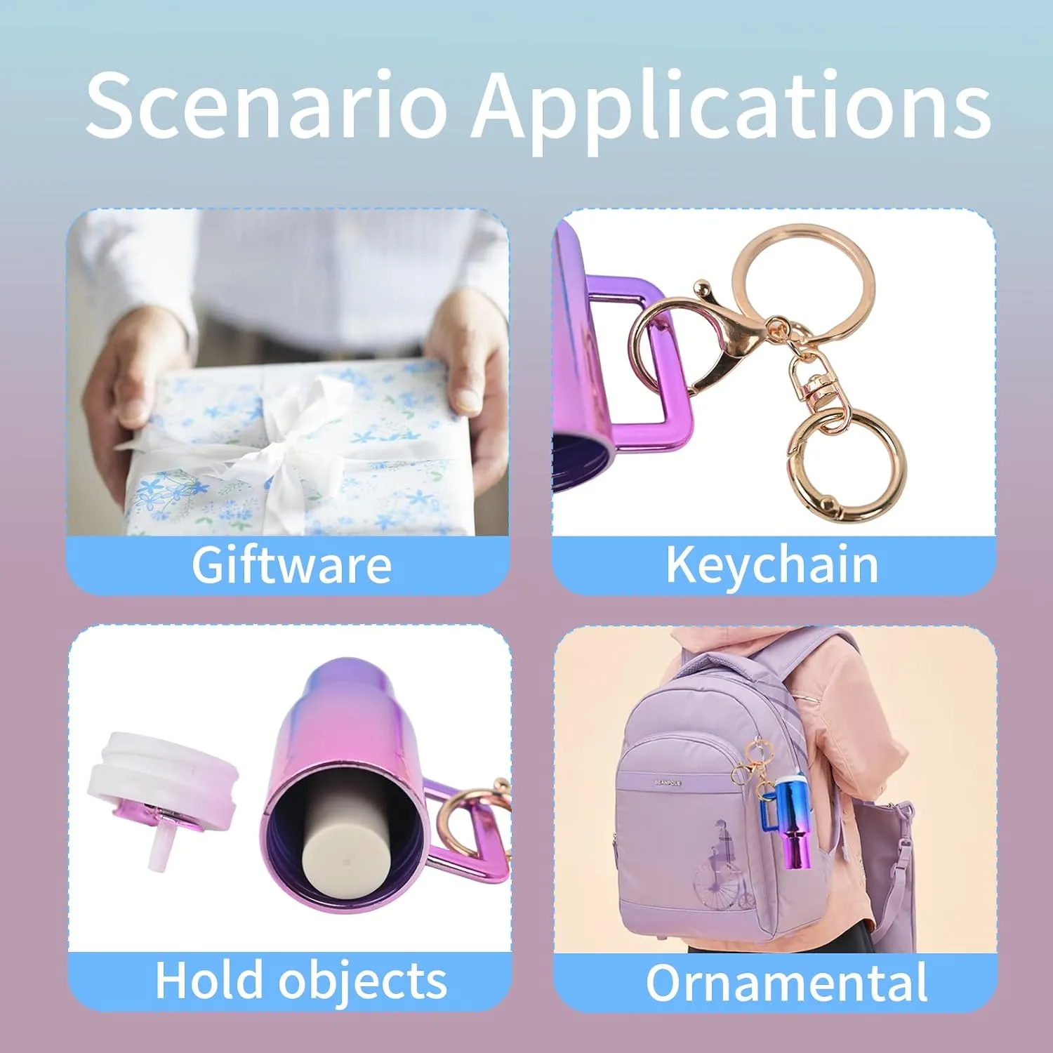 Keychain Charms,4PCS Gradient Fashion Mini Tumbler Keychain,Stanley Cup Key Chain,Women Girls Bulk Gifts Party Favors