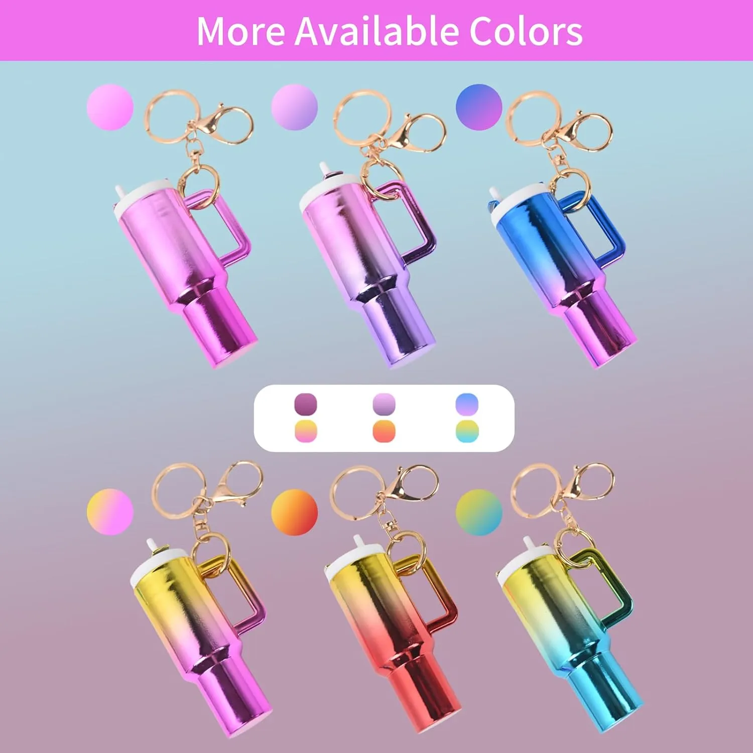 Keychain Charms,4PCS Gradient Fashion Mini Tumbler Keychain,Stanley Cup Key Chain,Women Girls Bulk Gifts Party Favors