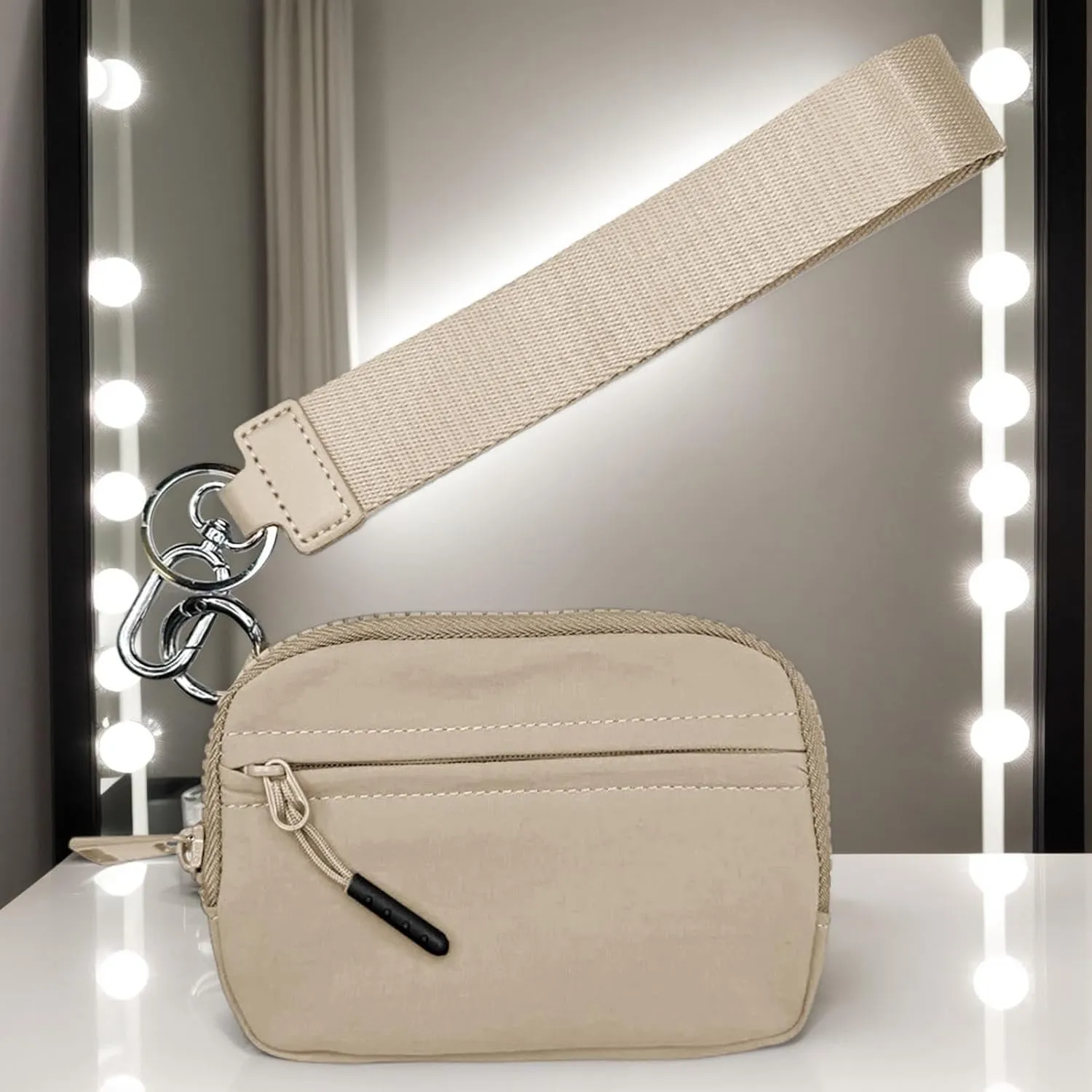 Keychain Wristlet Wallet - Credit Card Wallet | Wristlet Pouch Keychain | Waterproof Nylon Women Coin Purses | Iris Wristlet Wallet | Compact Key Ring Wallet with Hand Strap for Protection and Safety
