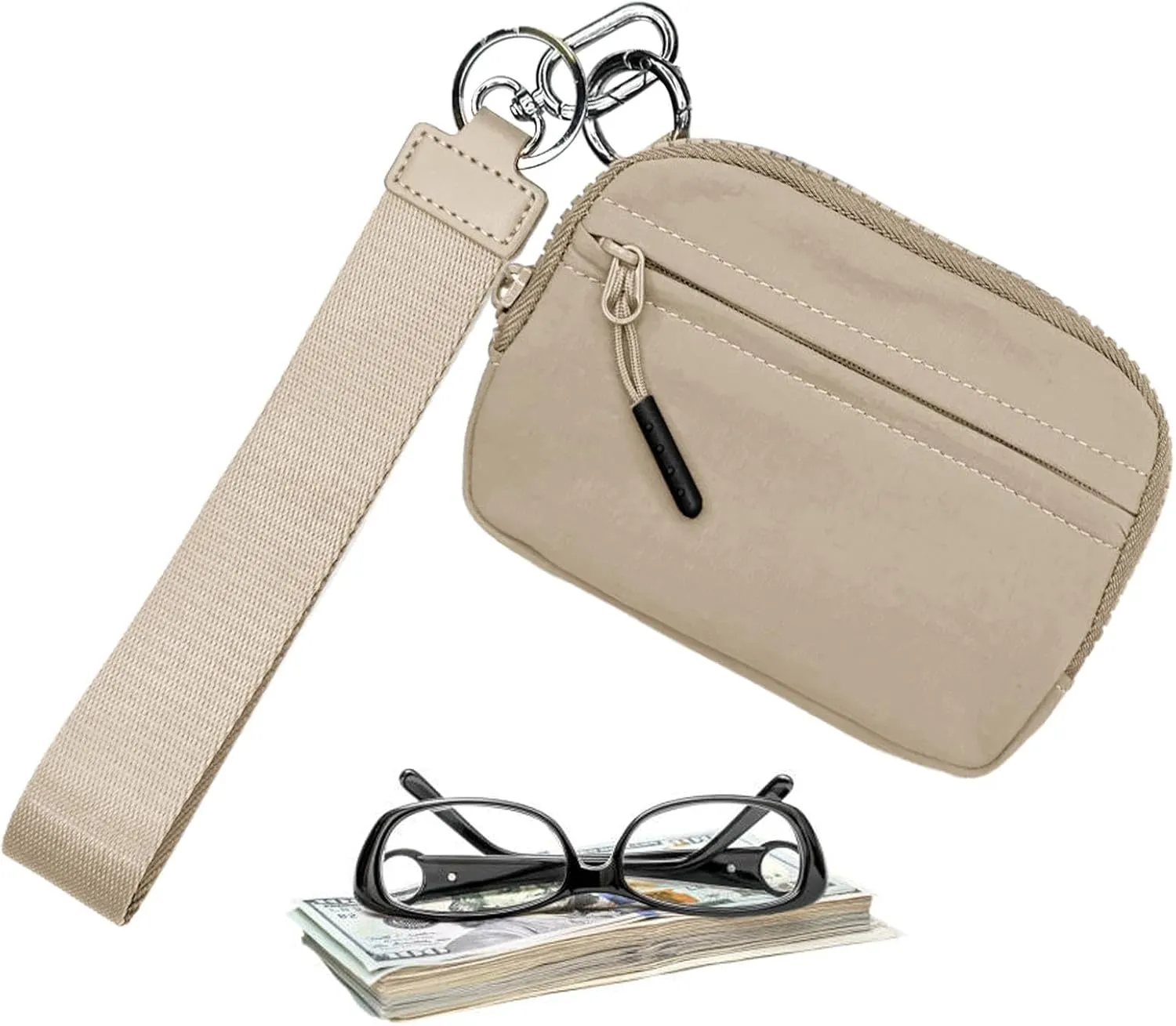 Keychain Wristlet Wallet - Credit Card Wallet | Wristlet Pouch Keychain | Waterproof Nylon Women Coin Purses | Iris Wristlet Wallet | Compact Key Ring Wallet with Hand Strap for Protection and Safety