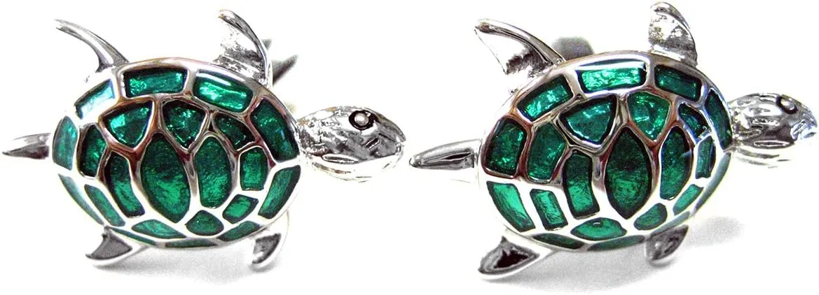 Kiola Designs Metallic Green Turtle Cufflinks