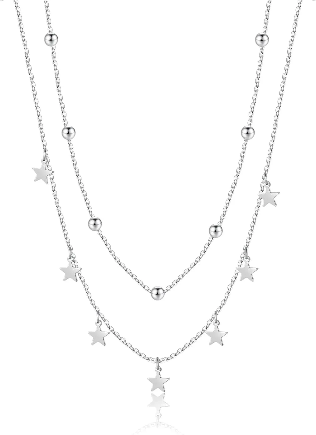 KURTCB Layered Star Choker Necklace Y2k Statement Chunky Rhinestone Bling Fringe Tassel Chain Choker Necklace for Women