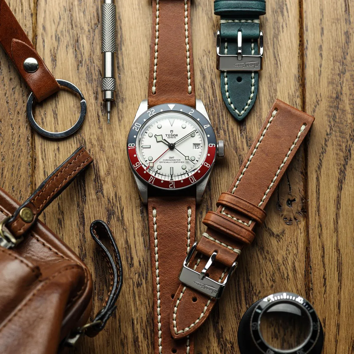 Lansdown Genuine Leather Watch Strap - Cognac