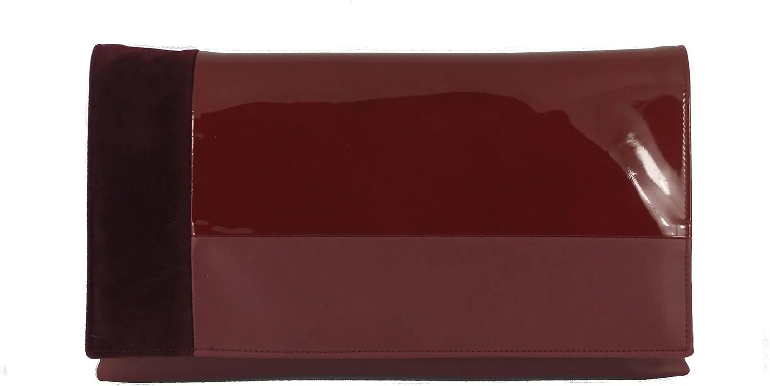LONI Womens Contrast Clutch/Shoulder Bag in Faux Patent/Suede/Leather Wedding Party Prom Bag