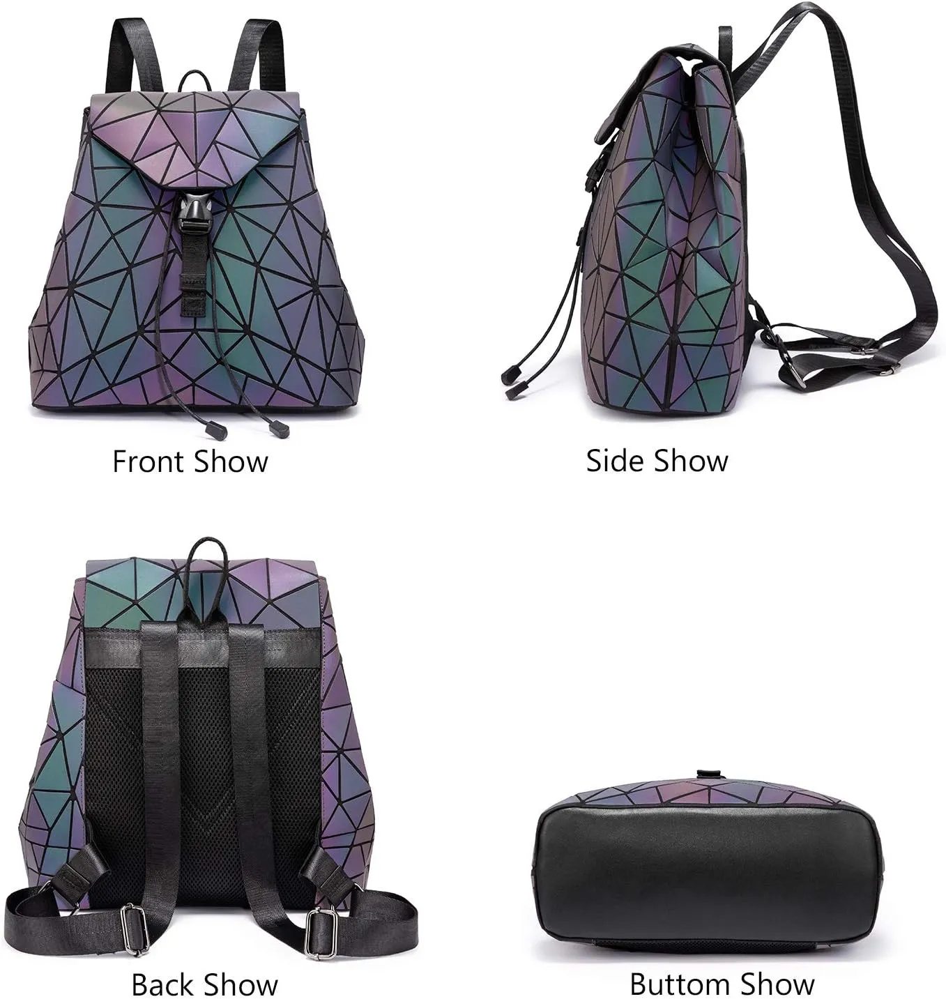 LOVEVOOK Geometric Luminous Purses and Handbags for Women Holographic Reflective Crossbody Bag Wallet