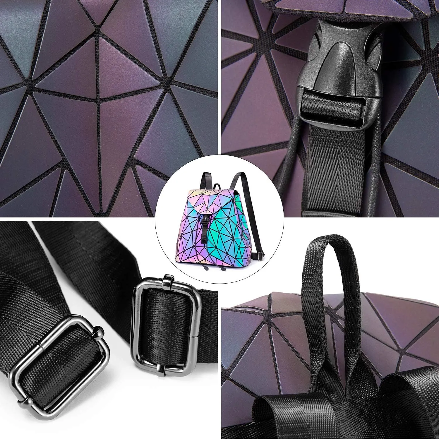 LOVEVOOK Geometric Luminous Purses and Handbags for Women Holographic Reflective Crossbody Bag Wallet