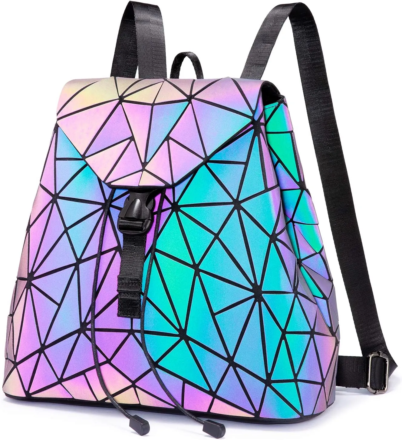 LOVEVOOK Geometric Luminous Purses and Handbags for Women Holographic Reflective Crossbody Bag Wallet