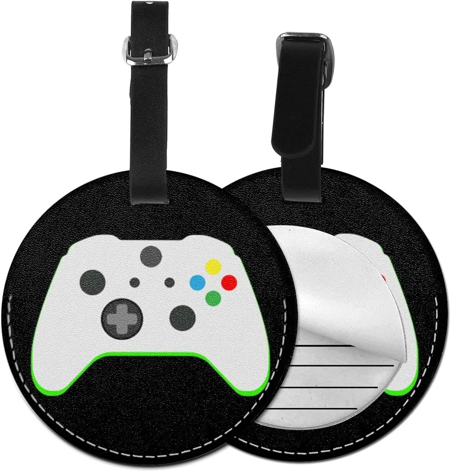 Luggage Tag Gamer Controller Video Games, Pu Leather Bag Travel Suitcases Id Identifier Baggage Label for Women Men Boys Girls