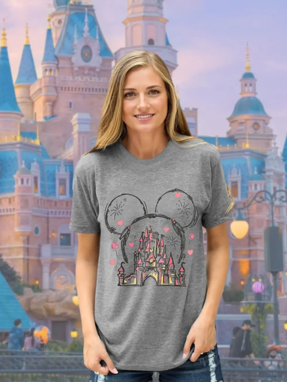 Magic Kingdom Shirts for Women Magical Castle Graphic Tees Family Vacation Trip Short Sleeve Tops