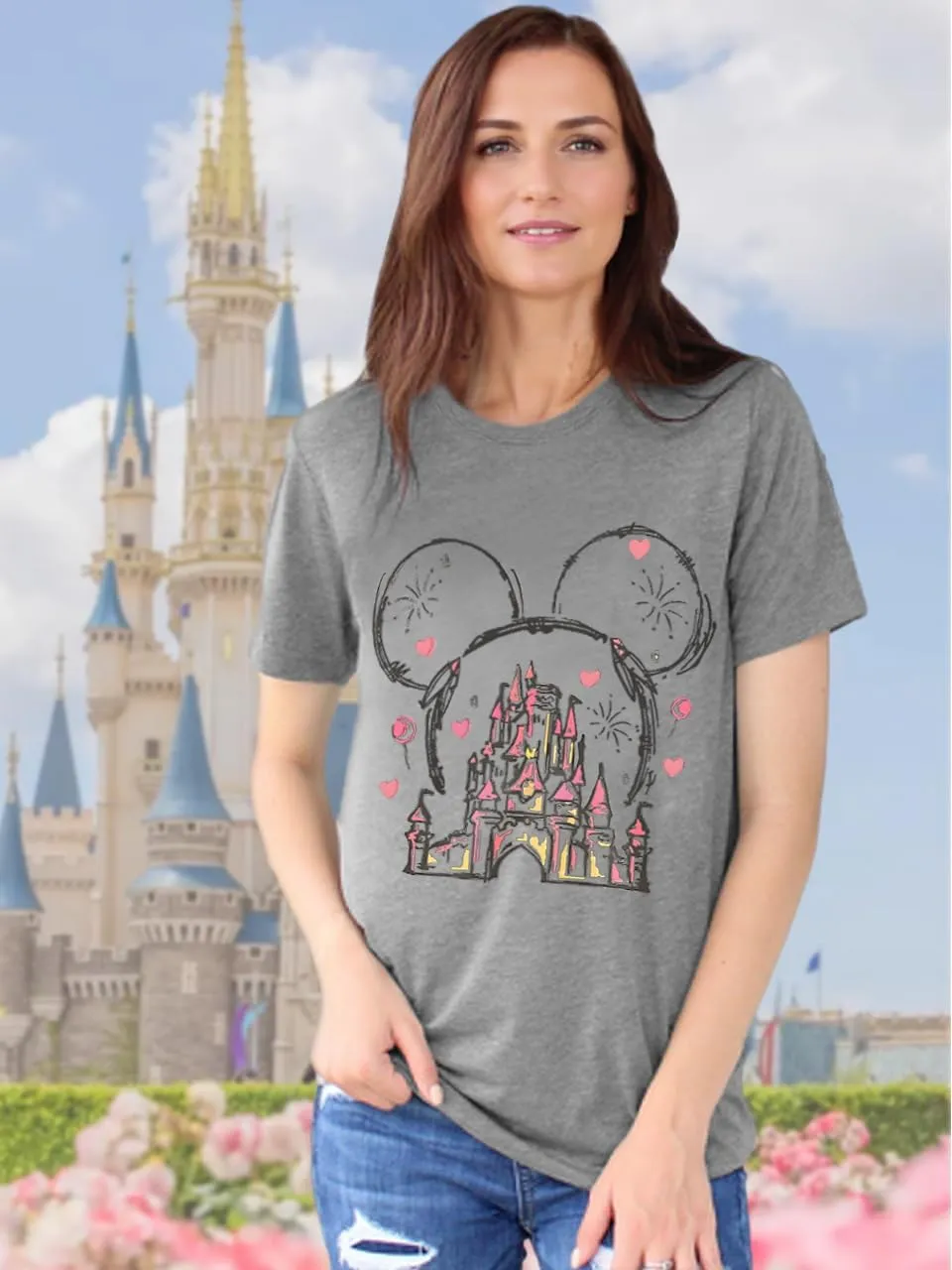 Magic Kingdom Shirts for Women Magical Castle Graphic Tees Family Vacation Trip Short Sleeve Tops
