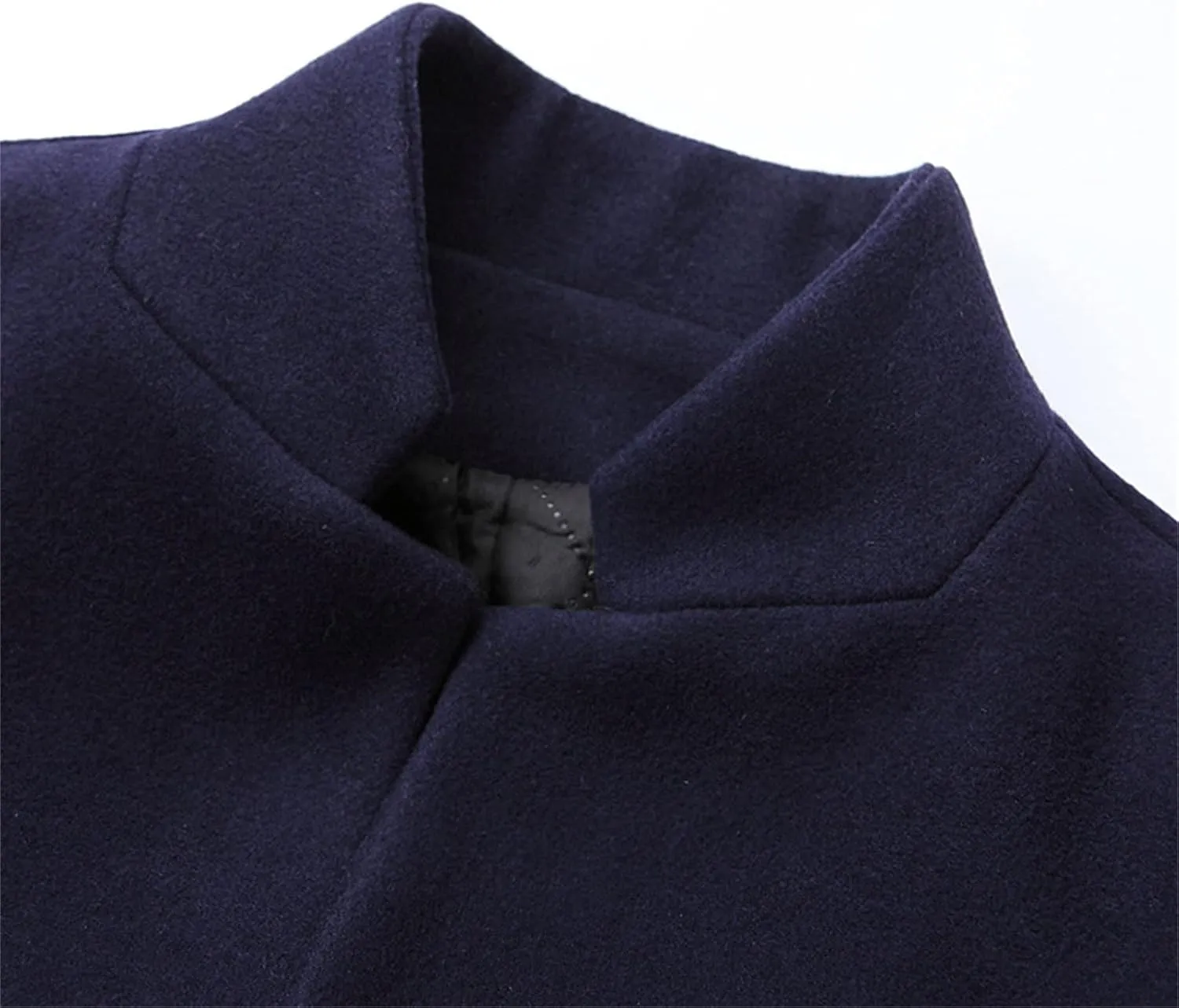 Maiyifu-GJ Mens Mid-Length Single Breasted Coat Stylish Stand Collar Top Pea Coats Winter Windproof Business Trench Overcoat
