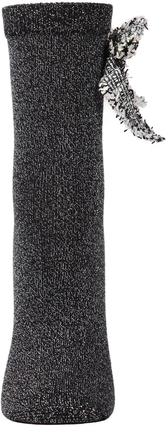 MeMoi Women's Glitter Dream Bow Cotton Blend Anklet Sock