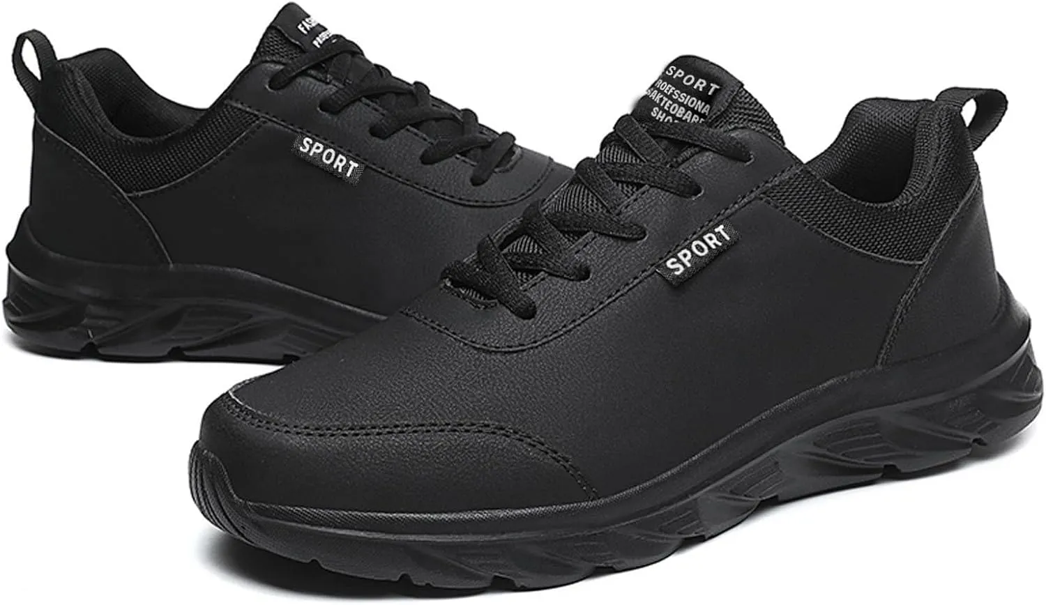 Men's Slip on Walking Shoes Comfortable PU Leather Memory Foam Breathable Fashion Sneakers Non Slip Arch Support Cushioning Workout Tennis Shoes Wide Width