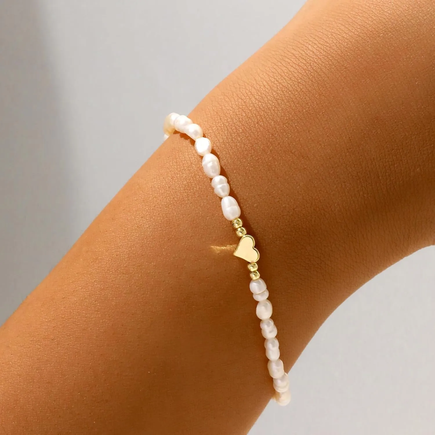 MIDEEO Gold/Sliver Bracelets for Women,14K Gold Plated Bracelets for Women Evil Eye Diamond Cuban Link Heart Pearl Bracelets Everyday Jewelry Gift