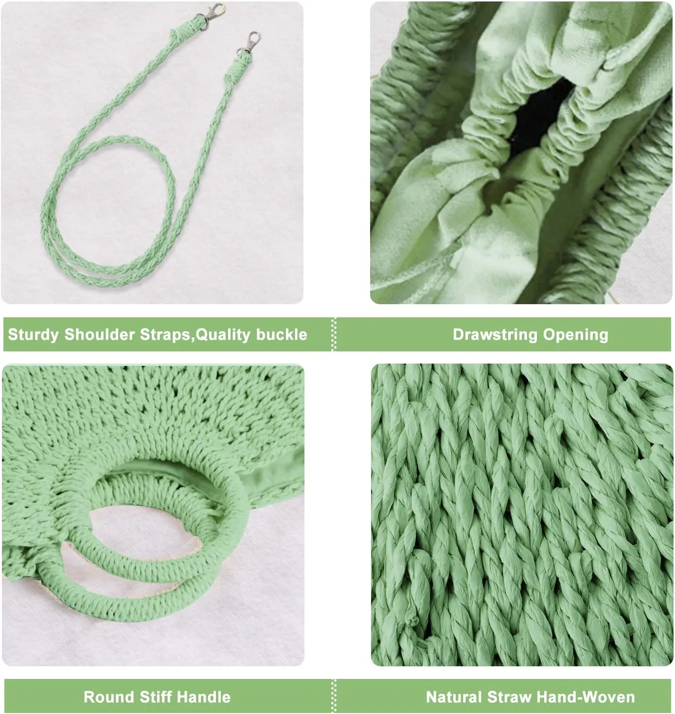 Mini Semi-circle Rattan Straw Bag, Hand-woven Women Summer Retro Beach Tote Shoulder Bag Crossbody Travel Beach Bag