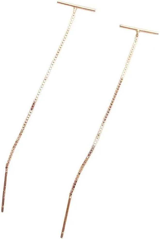 Minimalist Threader Bar Earrings for Women Girls S925 Sterling Silver Charm Long Tassel Chain Drop Dangling Simple Wire Thread Piercing Ear Stud Hypoallergenic Fashion Chic Earring