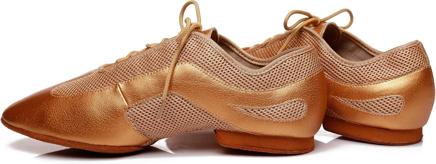 Minishion Men's Latin Ballroom Lace-up Breathable Mesh Synthetic Sport Practics Dance Shoes L400