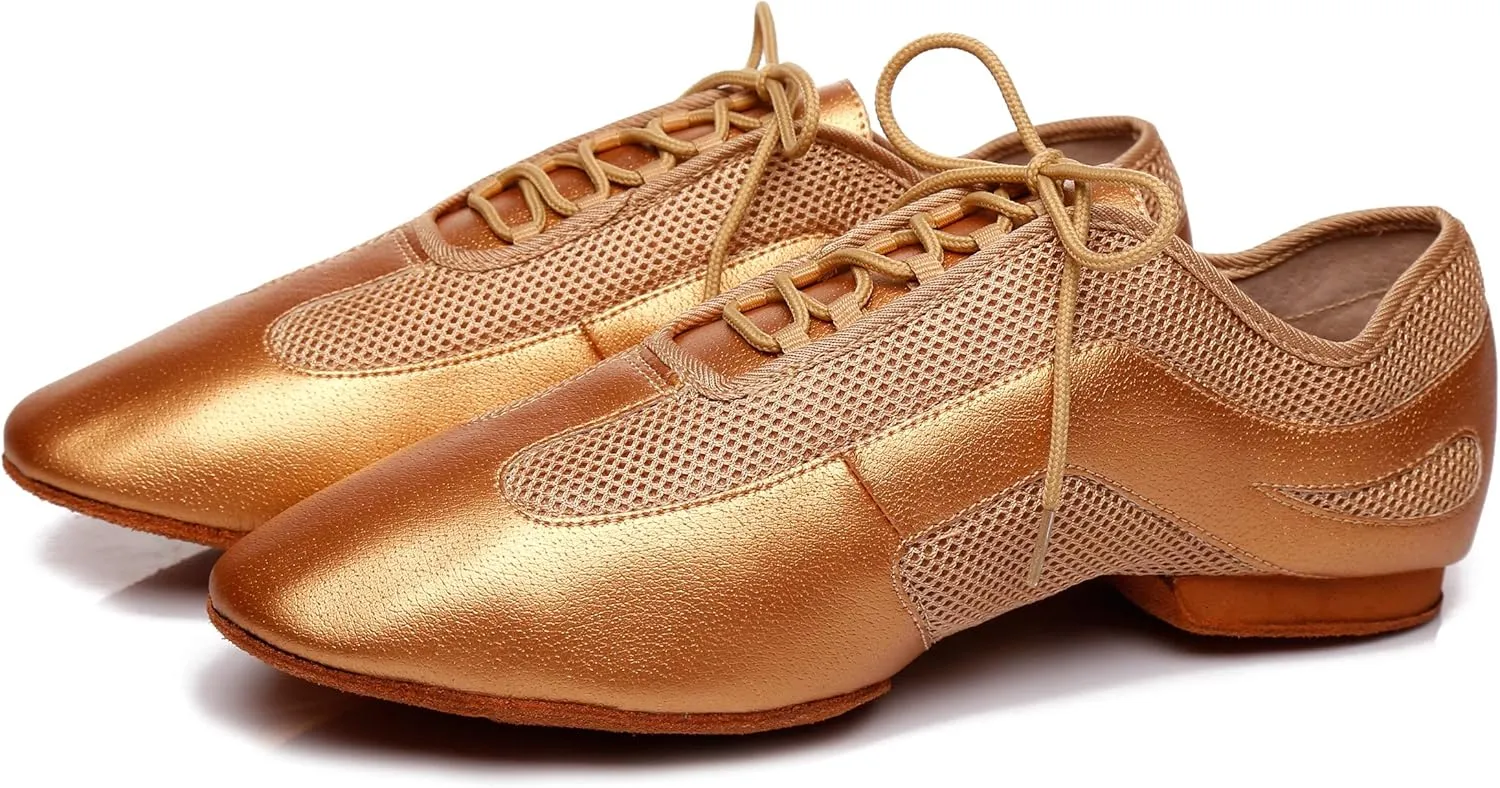 Minishion Men's Latin Ballroom Lace-up Breathable Mesh Synthetic Sport Practics Dance Shoes L400