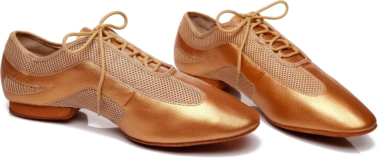 Minishion Men's Latin Ballroom Lace-up Breathable Mesh Synthetic Sport Practics Dance Shoes L400