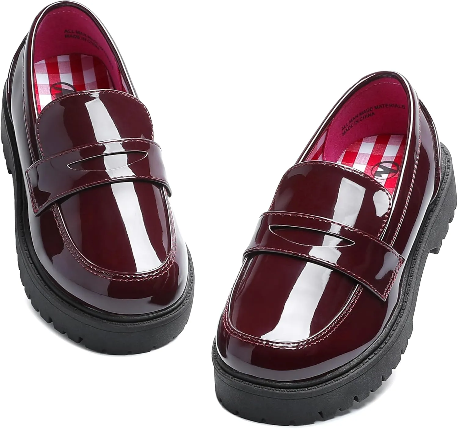 MIXIN Girls Loafers School Uniform Slip On Dress Shoes Chunky Platform Flats for Little Kid/Big Kid