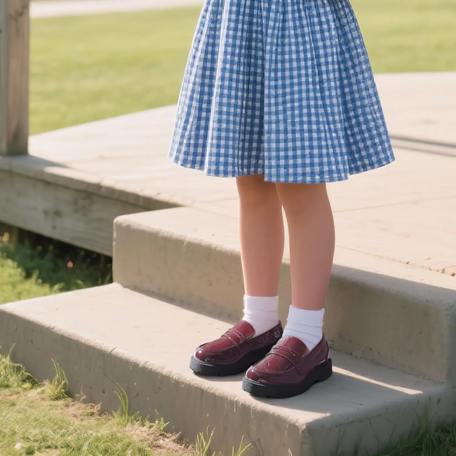 MIXIN Girls Loafers School Uniform Slip On Dress Shoes Chunky Platform Flats for Little Kid/Big Kid