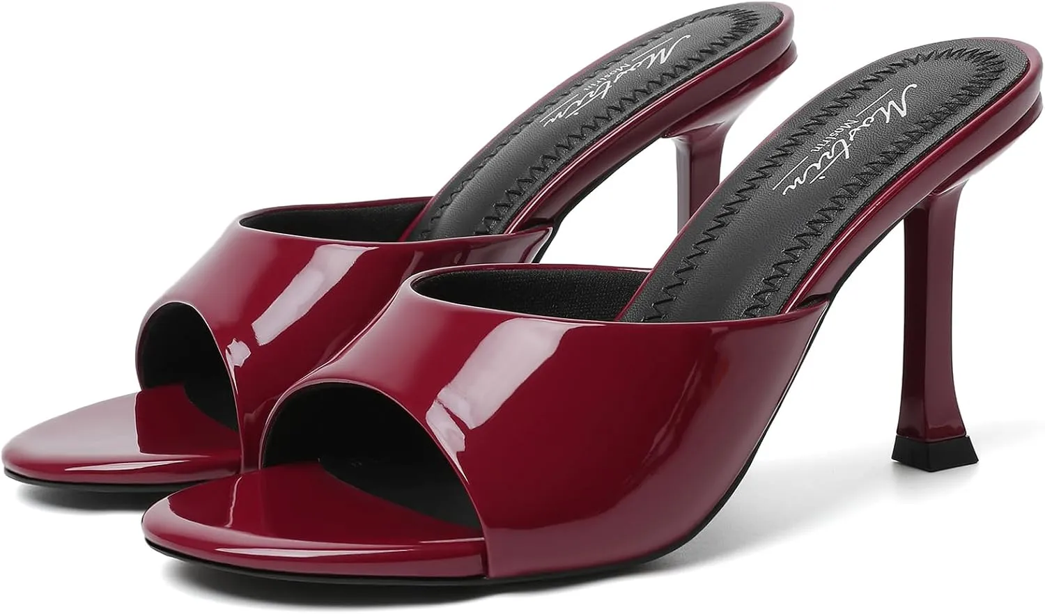 Mostrin Kitten Heels for Women Round Toe Heels With Bow Vintage Mules Sexy Slip on Stiletto Backless Sandals for Party Daily