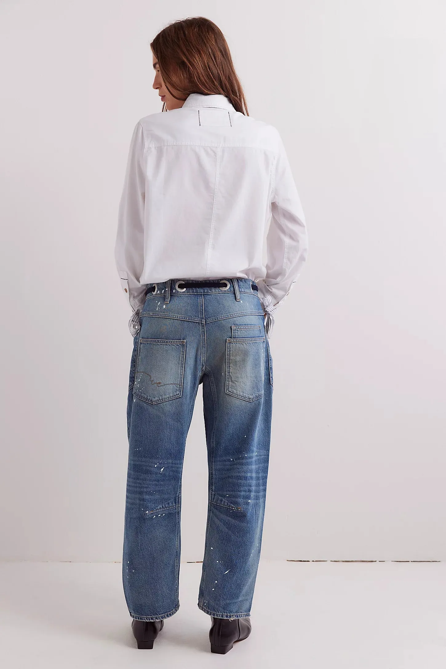 Moxie Pull-On Barrel Jeans in Timeless Blue