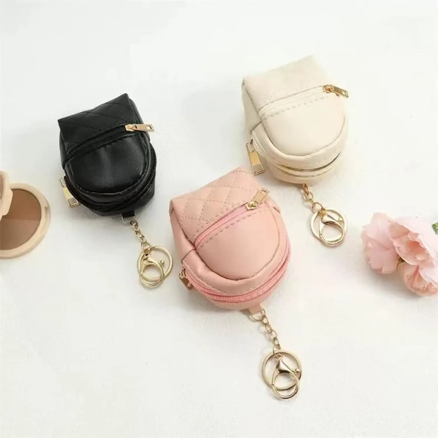 Mums Memory Mini Zip Around Wristlet Wallet for Women,Dual Pouch Design, Portable Keychain Coin Purse,Compact Handheld Coin Pocket (Beige,6.17 * 4.5 * 9.8cm)
