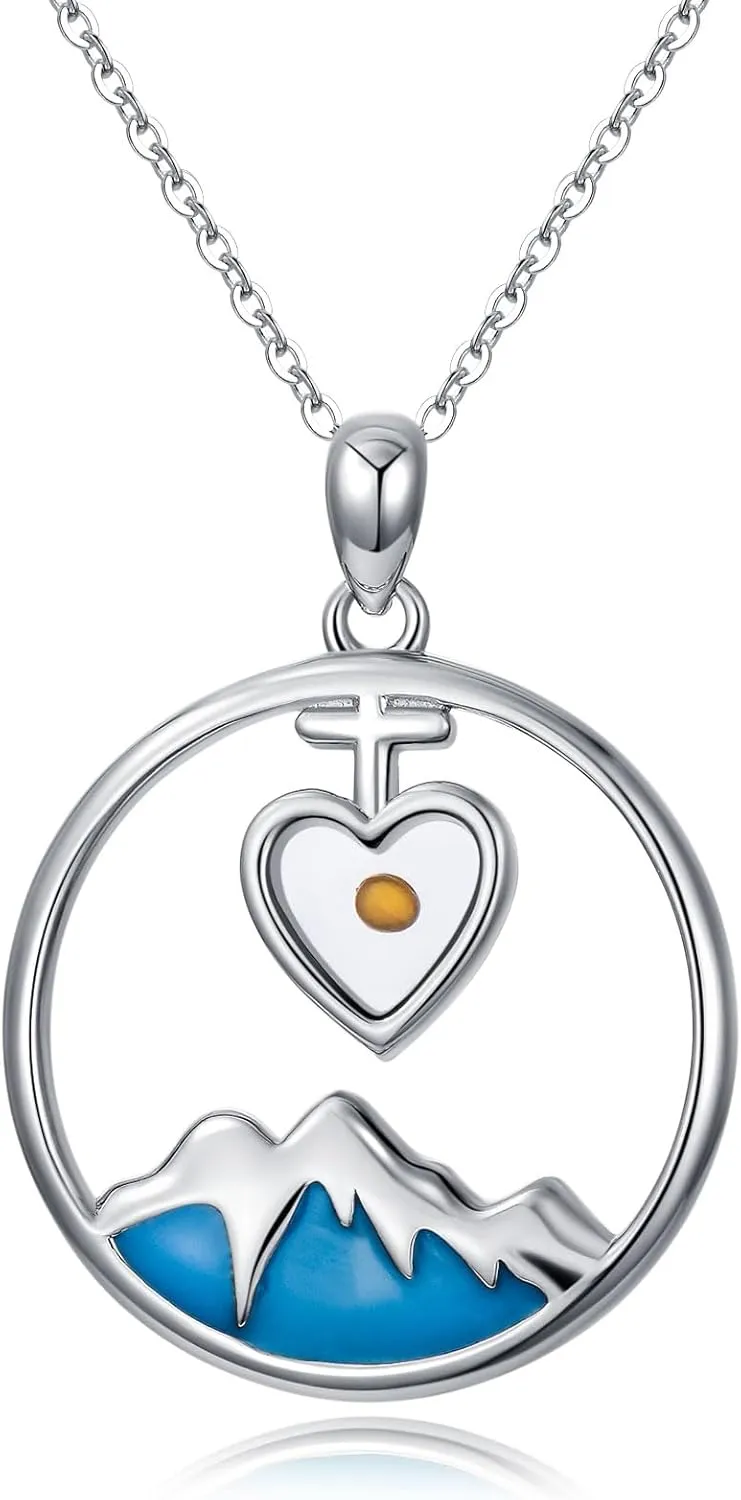 Mustard Seed Necklace 925 Sterling Silver Mountain Necklace Christian Faith Necklace Jewelry Gift for Women Men